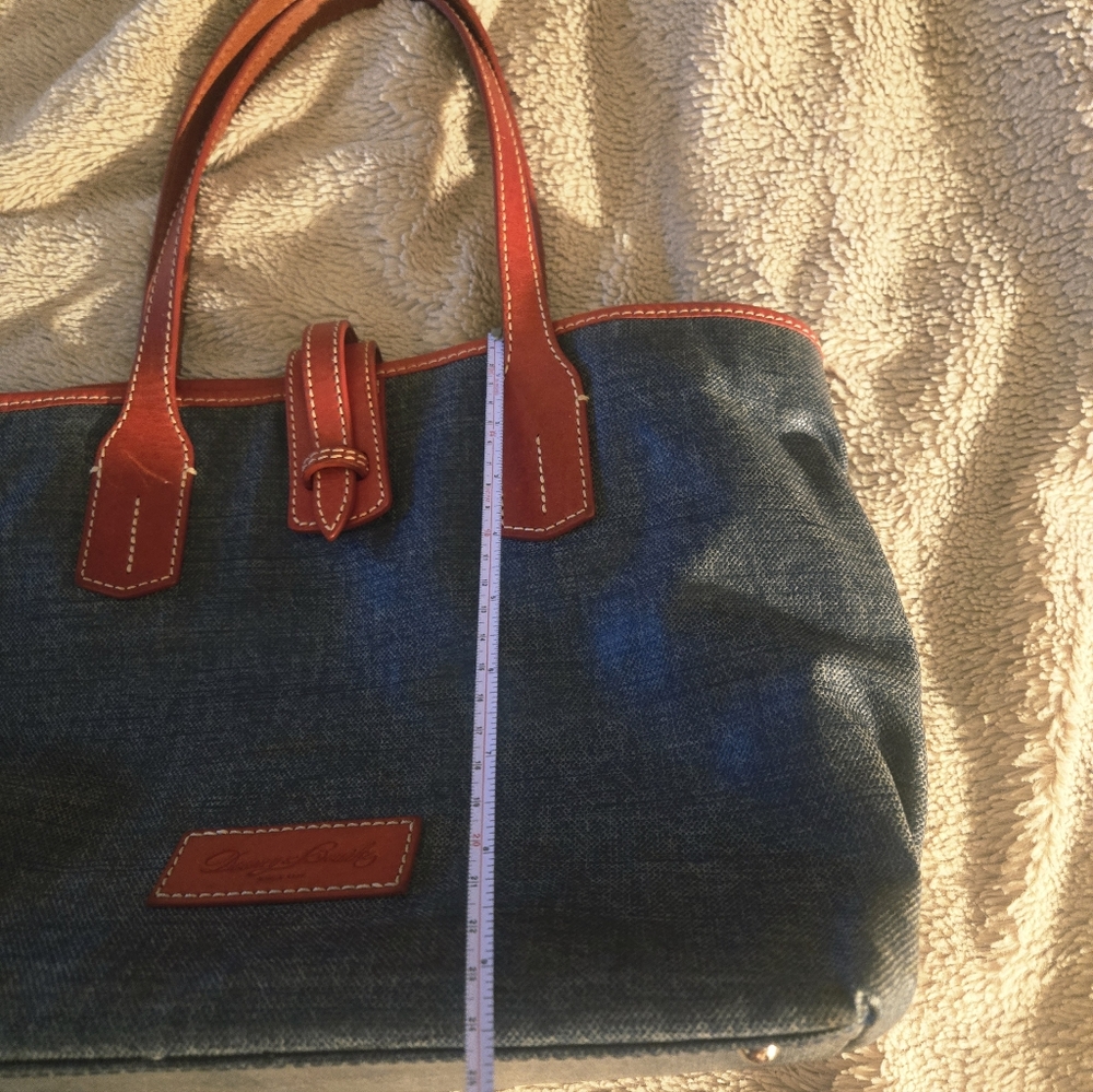 Dooney & Bourke Blue Canvas Tote Bag Red Trim Good Condition - Picture 13 of 15